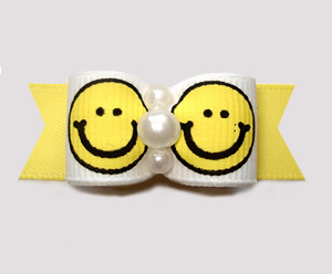 #2928 - 5/8" Dog Bow - Happy & Sunny Yellow Smiley Faces