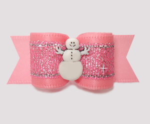 #3024 - 5/8" Dog Bow - Pretty Pink, Winter Shimmer, Snowman
