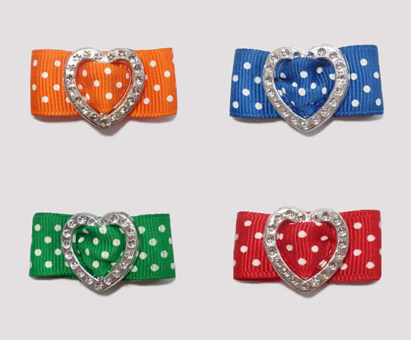 #HRT0051G - 5/8" Dog Barrette - Gem of My Heart, Swiss Dots x 4