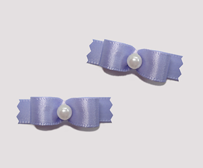 #T8859 - 3/8" Dog Bow - Satin, Sweet Lavender with Faux Pearl