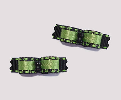 #T8972 - 3/8" Dog Bow - Unique Green & Black