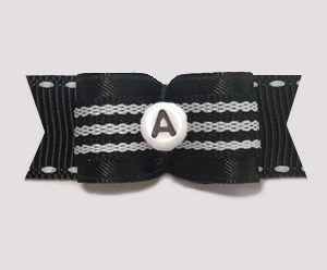 #0637- 5/8" Dog Bow - Custom- Classic Black/White, Choose Letter