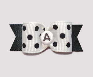 #0642 - 5/8" Dog Bow - Custom - Simply Chic Dots, Choose Letter