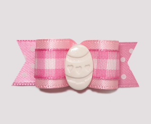 #0667 - 5/8" Dog Bow - Pink Gingham, Pastel Easter Egg