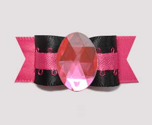#0729 - 5/8" Dog Bow - Bling Fun, Unique, Black/Hot Pink