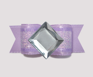 #0732 - 5/8" Dog Bow - Bling Fun, Lavender Shimmer, Diamond