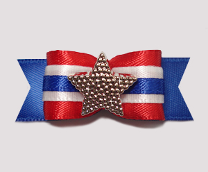 #0735- 5/8" Dog Bow - Independence Day, Red/White/Blue with Star