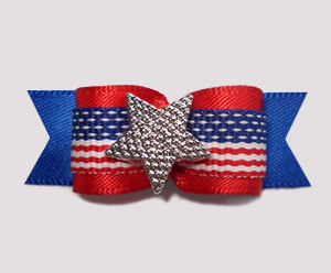 #0736 - 5/8" Dog Bow - Patriotic Stars & Stripes with Star