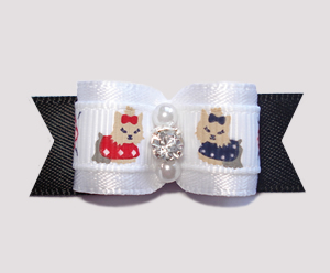 #0743 - 5/8" Dog Bow - Sweet Little Yorkies, Tuxedo Black/White
