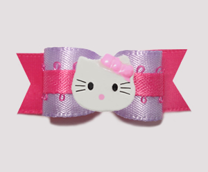 #0761 - 5/8" Dog Bow - Sweet Lavender with Pink, Little Kitty