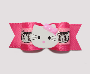 #0762 - 5/8" Dog Bow - Kitties Galore, Hot Pink, Little Kitty