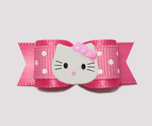 #0770 - 5/8" Dog Bow - Pink Sweetheart Dots, Little Kitty
