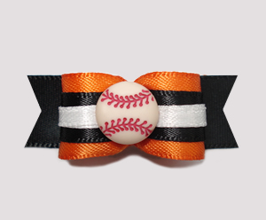#0780 - 5/8" Dog Bow - Baseball, Orange & Black