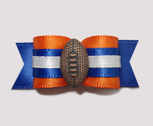 #0791 - 5/8" Dog Bow - Football, Orange & Blue