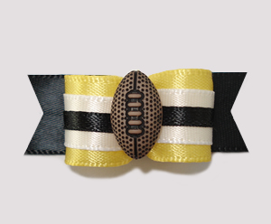 #0800 - 5/8" Dog Bow - Football, Yellow/Black/White