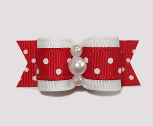 #0812 - 5/8" Dog Bow - Sweetheart Dots in Classic Red & White