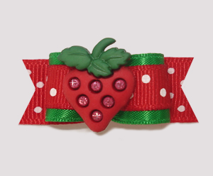 #0826 - 5/8" Dog Bow - Green/Red, Delicious Strawberry