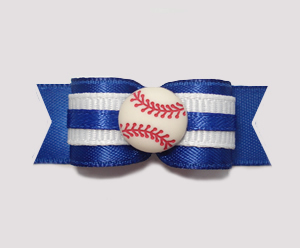#0855 - 5/8" Dog Bow - Baseball, Blue & White
