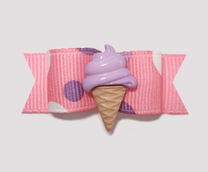 #0911 - 5/8" Dog Bow - Fun Bubbles, Sweet Ice Cream on Pink