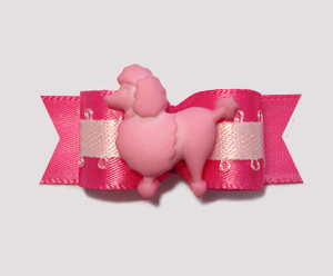 #0918 - 5/8" Dog Bow - Pretty in Pink, Chic Pink Poodle