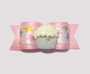 #0924 - 5/8" Dog Bow - My Little Cupcake Star, Baby Pink