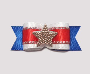 #0928 - 5/8" Dog Bow - Red, White & Blue with Sparkle, Star