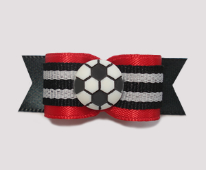#0952 - 5/8" Dog Bow - Soccer, Red & Black