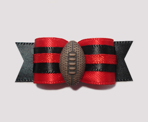 #0955 - 5/8" Dog Bow - Football, Red & Black