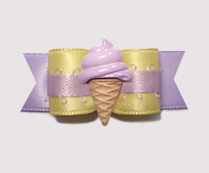 #0962 - 5/8" Dog Bow - Sweet Yellow & Lavender, Grape Ice Cream