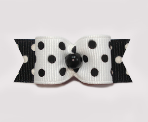 #0967 - 5/8" Dog Bow - Simply Chic, Black & White Dots Galore