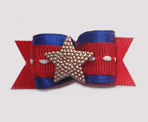 #1029 - 5/8" Dog Bow - Gold Star, Blue & Red
