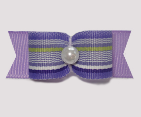 #1052 - 5/8" Dog Bow - Purple Stripe, Faux Pearl