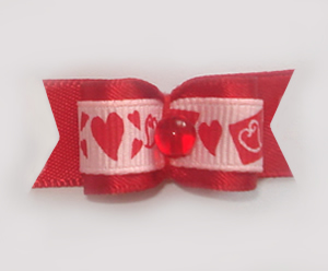 #1193 - 5/8" Dog Bow - Sweet Hearts Galore, Red Satin