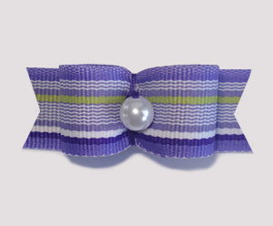 #1246 - 5/8" Dog Bow - Purple Stripes, Faux Pearl