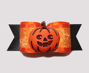 #1357 - 5/8" Dog Bow - Shimmery Fall Pumpkin, Orange & Black