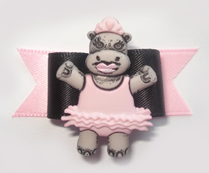#1374 - 5/8" Dog Bow - Princess Ballerina Hippo with Pink Tutu
