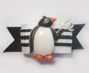 #1376 - 5/8" Dog Bow - Butler Penguin, Black & White Stripes