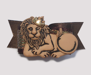 #1378 - 5/8" Dog Bow - King of Beasts, Lion, Brown Satin