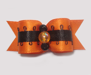#1393 - 5/8" Dog Bow - Beautiful Fall Style, Orange & Black