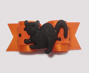 #1400 - 5/8" Dog Bow - Cool Cat, Orange with Tiny Black Dots