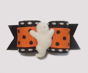 #1408 - 5/8" Dog Bow - Trendy Ghost, Orange with Tiny Black Dots