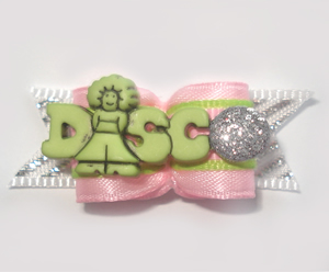 #1473 - 5/8" Dog Bow - Disco Fever, Pink, Lime Green & Silver