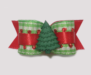 #1510 - 5/8" Dog Bow - Adorable Winter Evergreen, Green Gingham