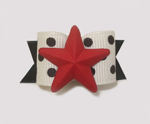 #1528 - 5/8" Dog Bow - My Star, Black & White Dots, Red Star