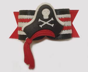 #1529 - 5/8" Dog Bow - Spectacular Pirate Hat with Red Sash