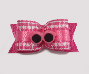 #1634 - 5/8" Dog Bow - Pink & White Gingham, Pink Sunglasses