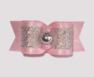 #1682 - 5/8" Dog Bow - Soft Pink with Fancy Silver