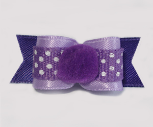 #1690 - 5/8" Dog Bow - Pom-Pom Purple with Tiny White Dots