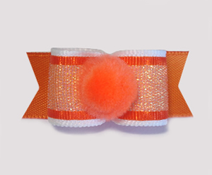 #1700 - 5/8" Dog Bow - Pom-Pom Orange, Sweet Shimmer