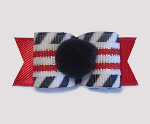 #1706 - 5/8" Dog Bow - Pom-Pom Black, Punky Fun Stripes